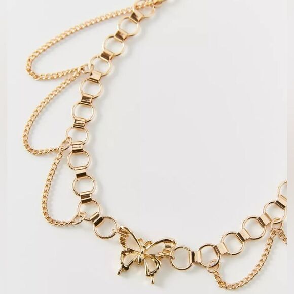 Urban Outfitters Effie Butterfly Chain Link Gold tone Choker Necklace - Picture 1 of 3